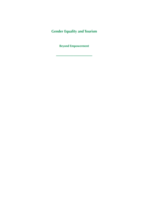 Cover image for book Gender Equality and Tourism
