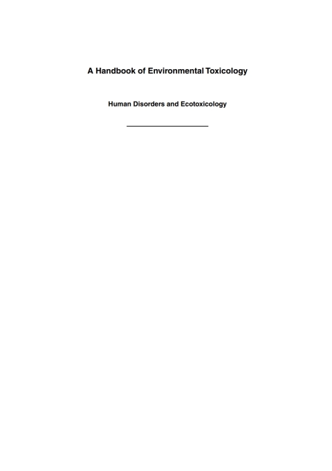 Cover image for book A Handbook of Environmental Toxicology