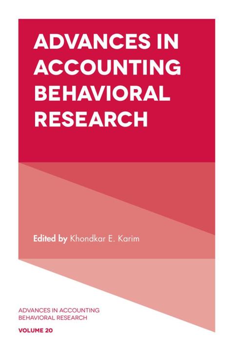 Cover image for book Advances in Accounting Behavioral Research