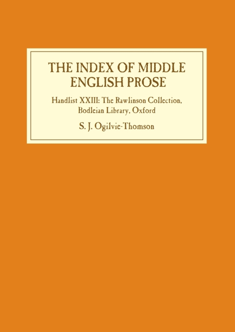 Cover image for book The Index of Middle English Prose