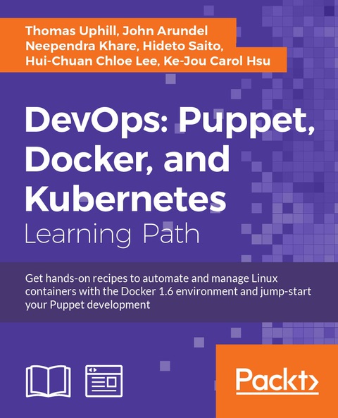 Cover image for book DevOps: Puppet, Docker, and Kubernetes
