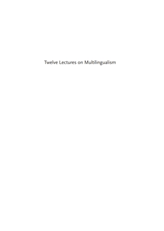 Twelve Lectures on Multilingualism