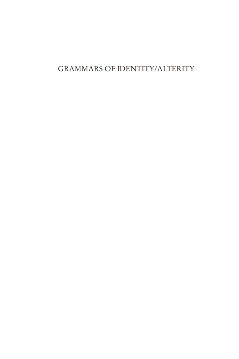 Cover image for book Grammars of Identity / Alterity