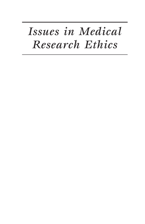 Cover image for book Issues in Medical Research Ethics