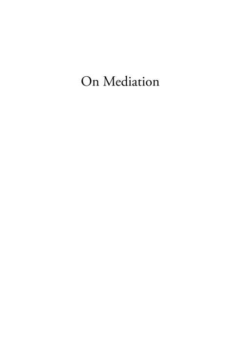 Cover image for book On Mediation