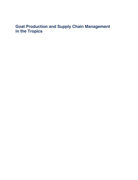 Goat Production and Supply Chain Management in the Tropics 