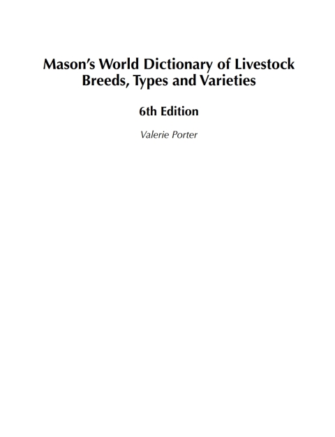 Cover image for book Mason's World Dictionary of Livestock Breeds, Types and Varieties