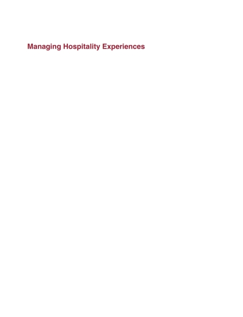 Cover image for book Managing Hospitality Experiences