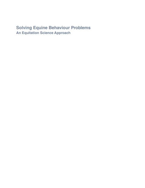Cover image for book Solving Equine Behaviour Problems
