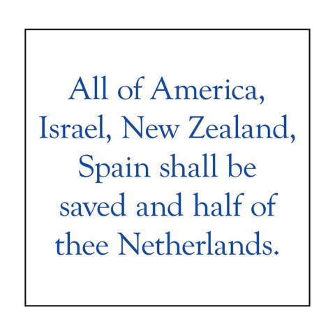 Cover image for book All of America, Israel, New Zealand, Spain Shall Be Saved and Half of Thee Netherlands.