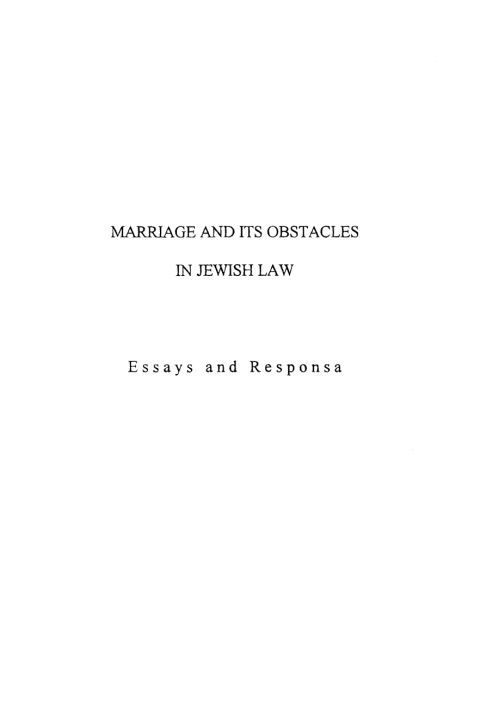 Cover image for book Marriage and Its Obstacles in Jewish Law