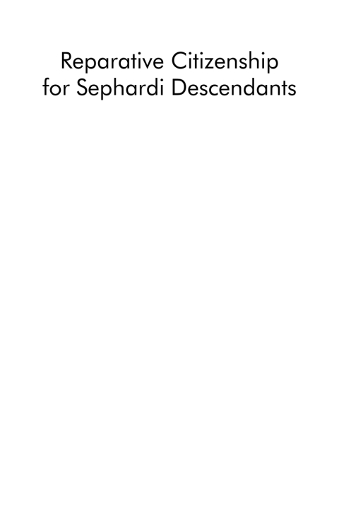 Cover image for book Reparative Citizenship for Sephardi Descendants