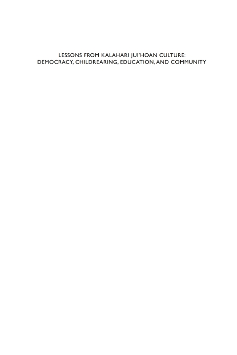 Cover image for book Lessons from Kalahari Ju/’hoan Culture