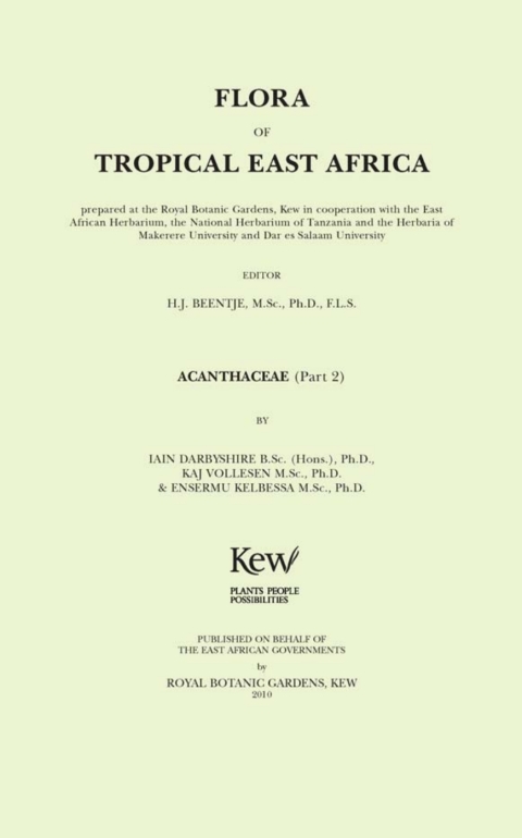 Cover image for book Flora of Tropical East Africa