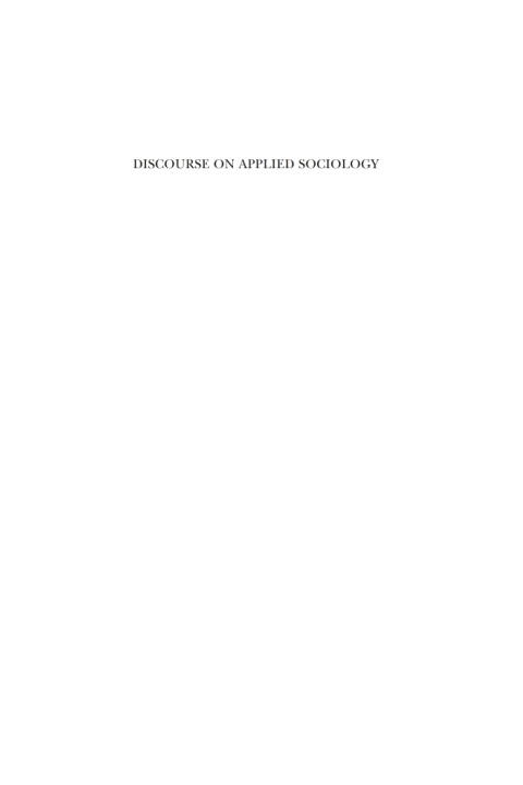 Cover image for book Discourse on Applied Sociology: Volume 1