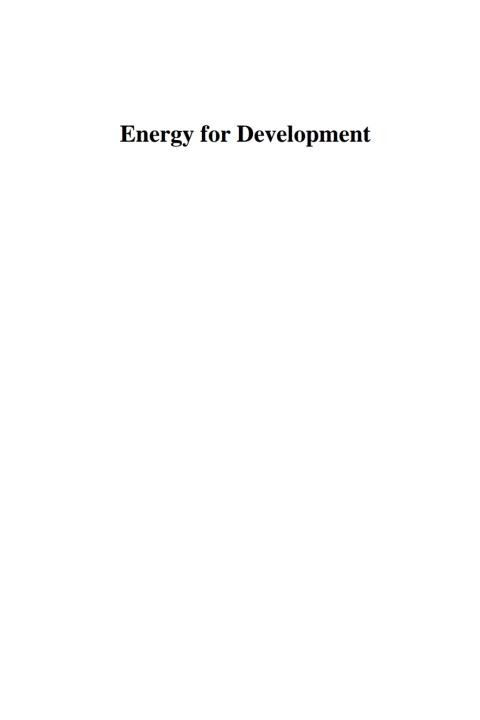 Cover image for book Energy for Development