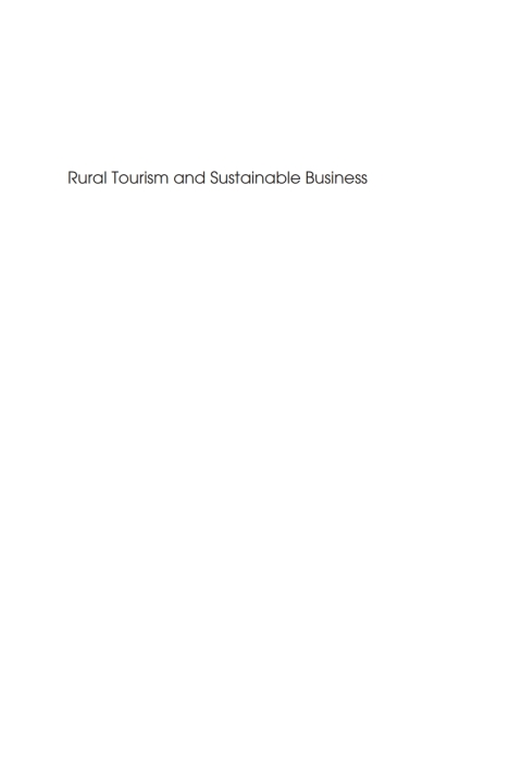 Rural Tourism and Sustainable Business 