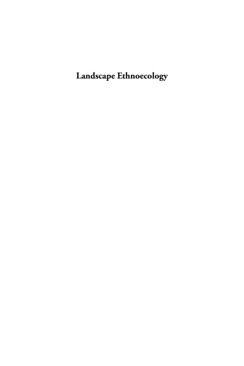 Cover image for book Landscape Ethnoecology