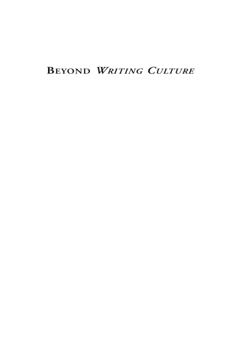 Cover image for book Beyond <i>Writing Culture</i>