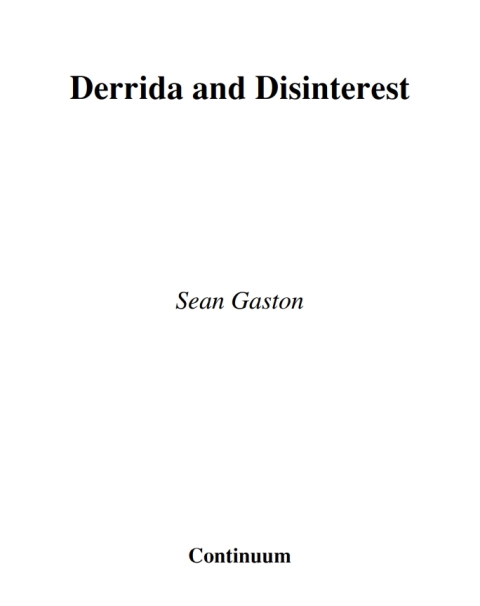 Cover image for book Derrida and Disinterest