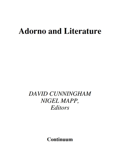 Adorno and Literature 
