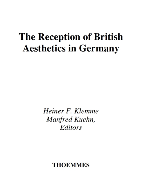 Cover image for book Reception Of British Aesthetics In Germany