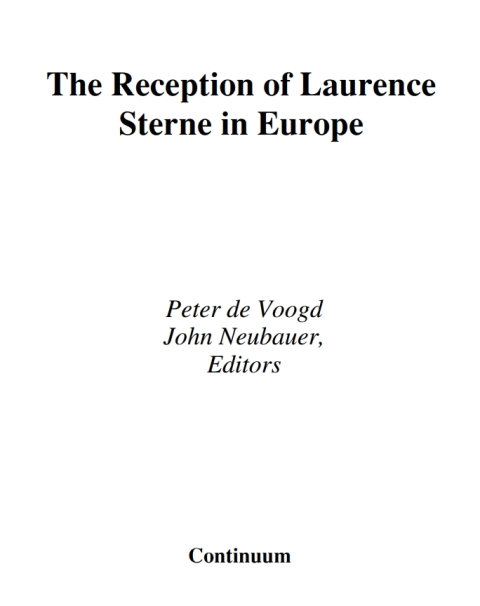 Cover image for book The Reception of Laurence Sterne in Europe