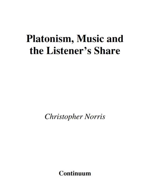 Cover image for book Platonism, Music and the Listener's Share