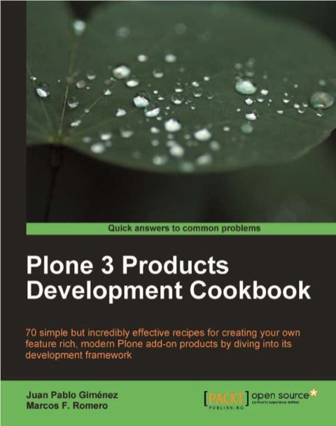 Cover image for book Plone 3 Products Development Cookbook