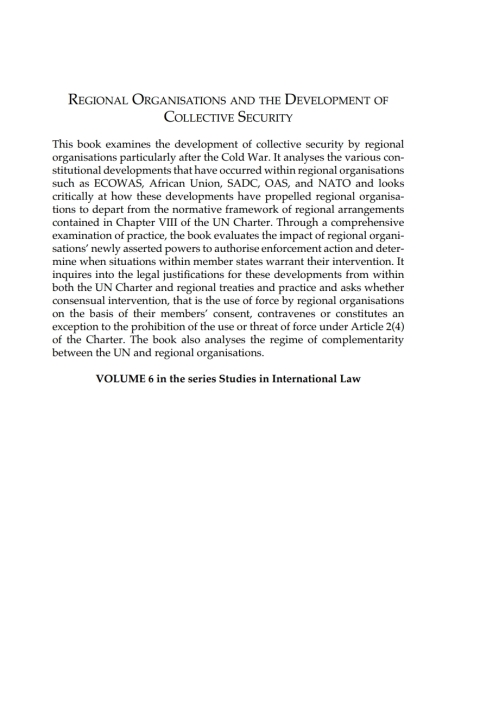 Cover image for book Regional Organisations and the Development of Collective Security