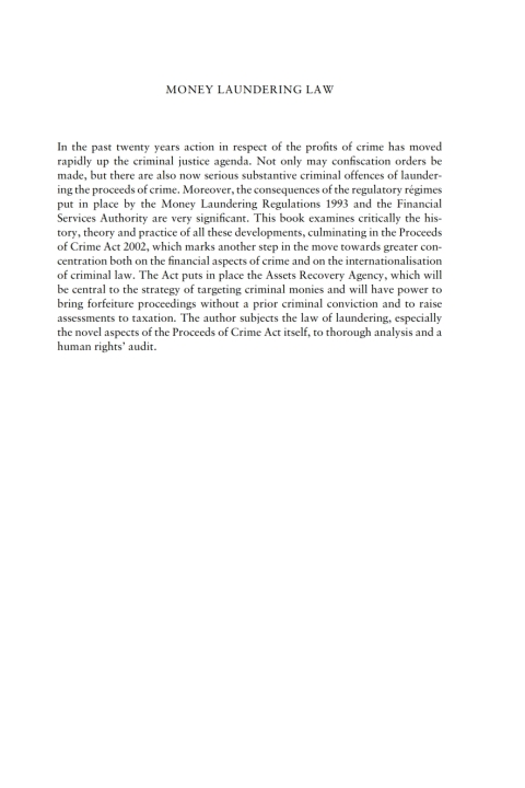 Cover image for book Money Laundering Law