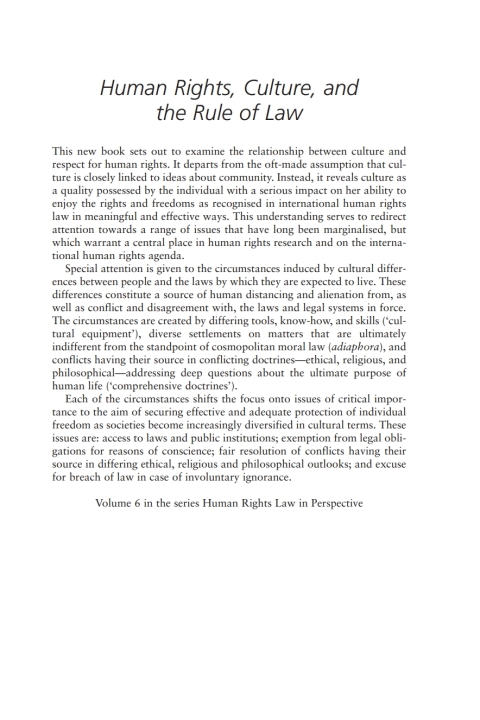Cover image for book Human Rights, Culture and the Rule of Law