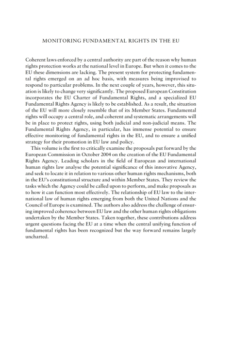Cover image for book Monitoring Fundamental Rights in the EU
