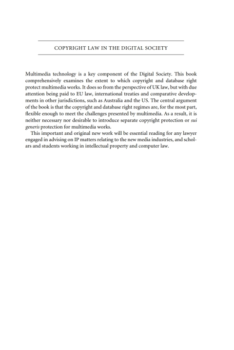 Cover image for book Copyright Law in the Digital Society