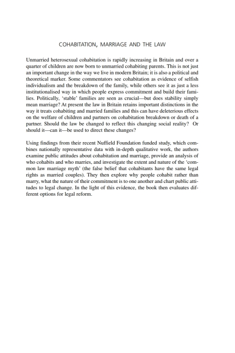 Cover image for book Cohabitation, Marriage and the Law