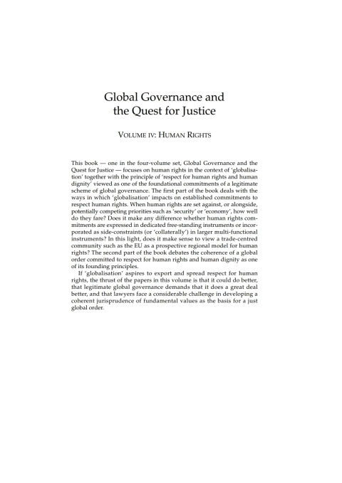 Cover image for book Global Governance and the Quest for Justice - Volume IV