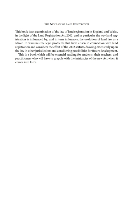 Cover image for book The New Law of Land Registration
