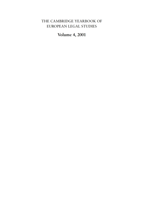 Cover image for book Cambridge Yearbook of European Legal Studies  Vol 4, 2001