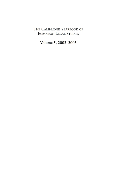 Cover image for book Cambridge Yearbook of European Legal Studies  Vol 5, 2002-2003