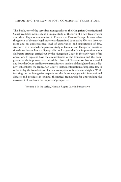 Cover image for book Importing the Law in Post-Communist Transitions