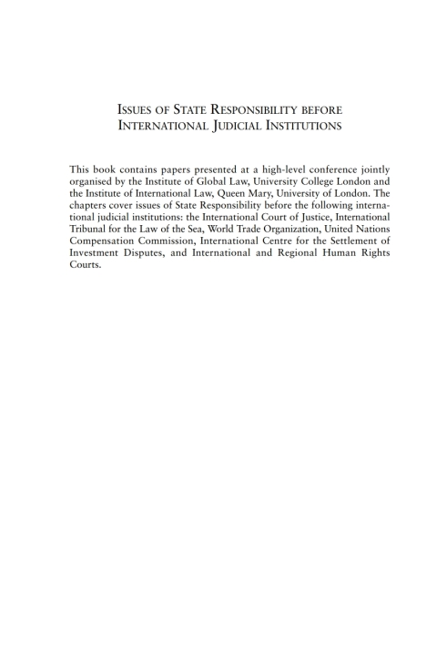 Cover image for book Issues of State Responsibility before International Judicial Institutions