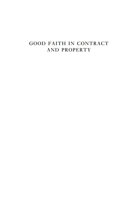Cover image for book Good Faith in Contract and Property Law