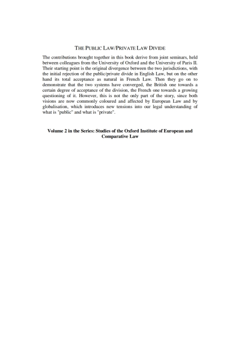 Cover image for book The Public Law/Private Law Divide
