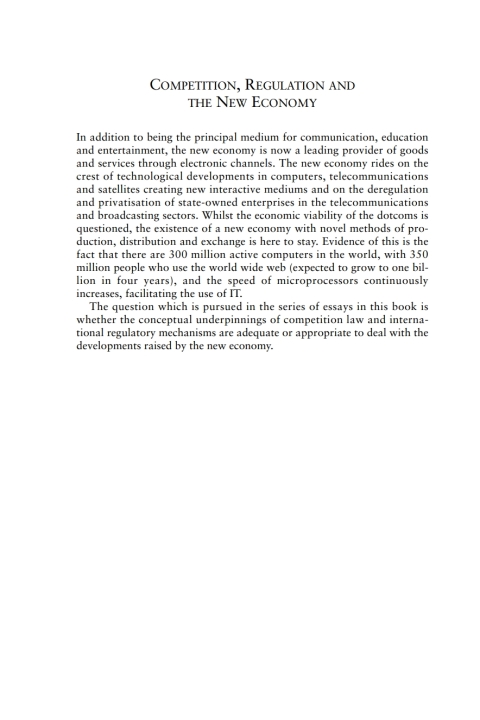 Cover image for book Competition, Regulation and the New Economy