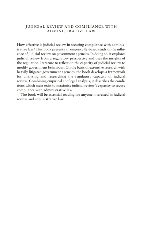Cover image for book Judicial Review and Compliance with Administrative Law