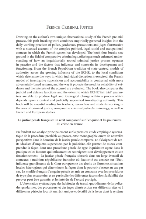 Cover image for book French Criminal Justice