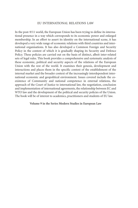 Cover image for book EU International Relations Law