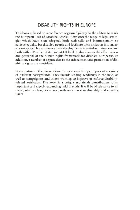 Cover image for book Disability Rights in Europe