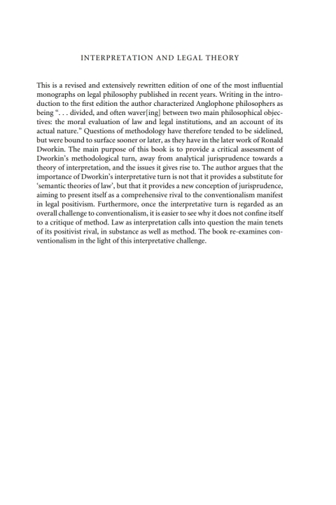 Cover image for book Interpretation and Legal Theory
