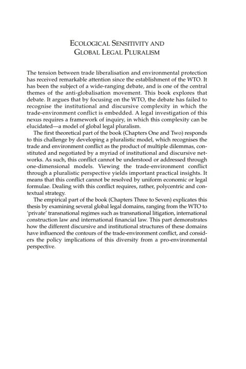 Cover image for book Ecological Sensitivity and Global Legal Pluralism